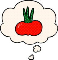 cartoon vegetable with thought bubble in comic book style png