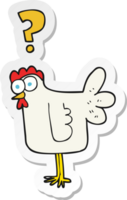 sticker of a cartoon confused chicken png