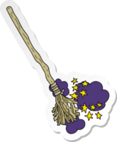 sticker of a cartoon magical broom png