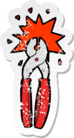 retro noodlijdende sticker van een cartoontang png