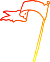 warm gradient line drawing of a cartoon waving flag png