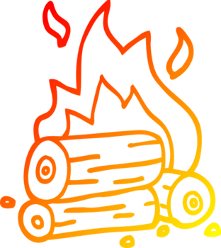 warm Gradient Linie Zeichnung von ein Karikatur Verbrennung Protokolle png