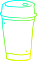 cold gradient line drawing of a cartoon coffee cup png