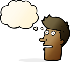 cartoon shocked male face with thought bubble png