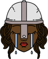 Retro Tattoo Style crying human fighter png