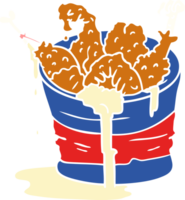 mano disegnato cartone animato scarabocchio secchio di fritte pollo png