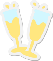 full champagne glasögon klistermärke png