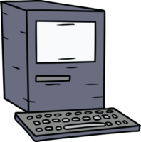 Hand gezeichnet Karikatur Gekritzel von ein Computer und Tastatur png