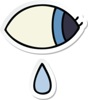 sticker of a cute cartoon crying eye looking to one side png