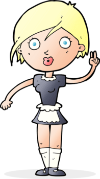 caricatura, camarera, elaboración, mano, gesto png