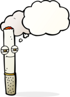 cartoon happy cigarette with thought bubble png