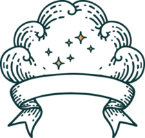 tatouage traditionnel avec bannière d'un nuage png