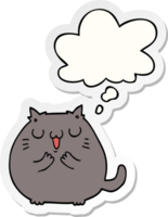 content dessin animé chat avec pensée bulle comme une imprimé autocollant png