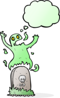 cartoon ghost rising from grave with thought bubble png