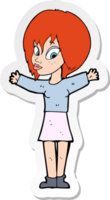 sticker of a cartoon woman with open arms png