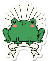 sticker of a tattoo style happy frog png