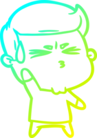 cold gradient line drawing of a cartoon happy man running png