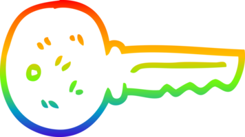 rainbow gradient line drawing cartoon metal key png
