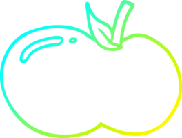 dibujo de línea de gradiente frío manzana de dibujos animados png