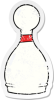 distressed sticker of a cartoon bowling pin png