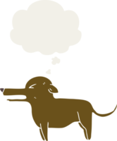 cartoon dog and thought bubble in retro style png