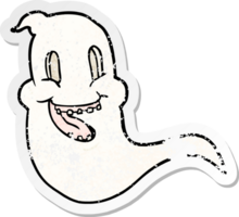 distressed sticker of a cartoon spooky ghost png