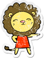 pegatina angustiada de un león de dibujos animados png