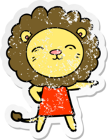 distressed sticker of a cartoon lion png