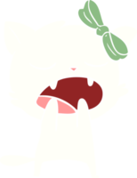 flat color style cartoon yawning cat png