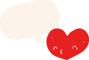 caricatura, amor, corazón, y, burbuja del discurso, en, estilo retro png