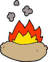 doodle de desenho animado salsicha queimada png