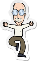 sticker van een cartoon oude man met een grote bril png