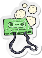 retro distressed sticker of a cartoon cassette tape png