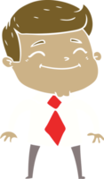 happy flat color style cartoon businessman png