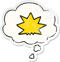 cartoon explosion and thought bubble as a distressed worn sticker png