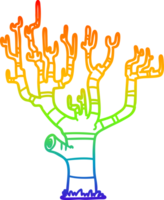 rainbow gradient line drawing cartoon winter tree png