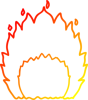 feu de dessin animé de dessin de ligne de gradient chaud png