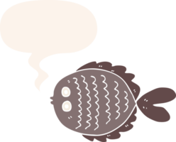 cartoon flat fish and speech bubble in retro style png