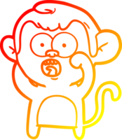 warm gradient line drawing cartoon shocked monkey png