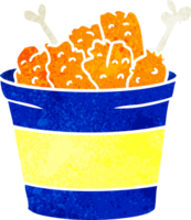 retro cartoon doodle bucket of fried chicken png