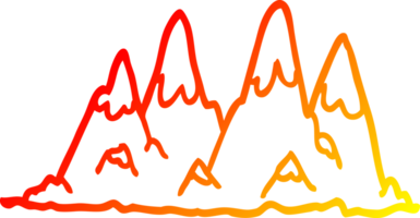 warm gradient line drawing cartoon mountain range png