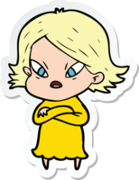 sticker of a cartoon stressed woman png