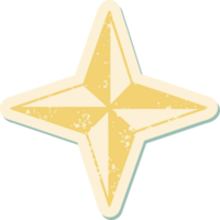 bedrövad klistermärke tatuering stil ikon av en stjärna png