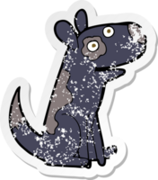 retro distressed sticker of a cartoon happy dog png