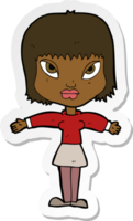 sticker of a cartoon woman with outstretched arms png