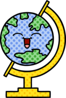 globe de dessin animé de style bande dessinée du monde png