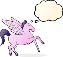 Cartoon-Pegasus mit Gedankenblase png