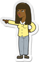 sticker of a cartoon pretty woman pointing png