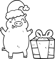 cartoon happy christmas pig png