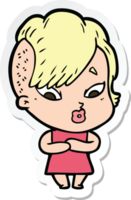 sticker of a cartoon surprised girl png